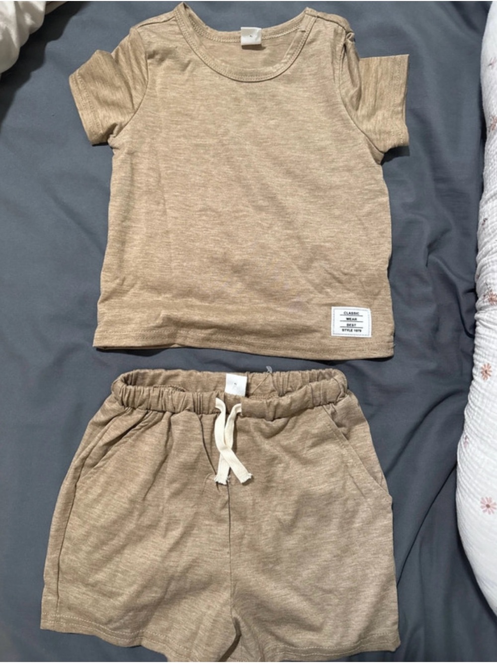 Neutral Tan Kids Shorts and Tee Set - Classic Casual